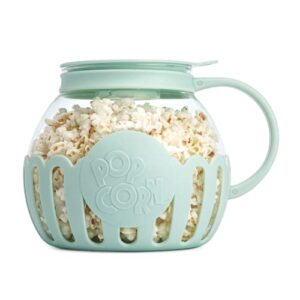 Ecolution Patented Microwave Micro-Pop Popcorn Popper, Borosilicate Glass, 3-in-1 Lid, Dishwasher Safe, BPA Free, 3 Quart Family Size, Aqua