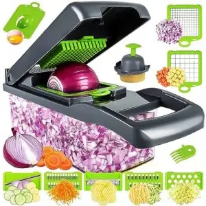 MAIPOR Vegetable Chopper, Pro Onion Chopper, Multifunctional 13 In 1 Food Chopper, Kitchen Vegetable Slicer Dicer Cutter,Veggie Chopper With 8 Blades,Carrot And Garlic Chopper With Container