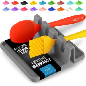 Silicone Utensil Rest with Drip Pad for Multiple Utensils at Once, Heat-Resistant, BPA-Free Spoon Rest & Spoon Holder for Stove Top, Kitchen Utensil Holder for Spoons, Ladles, Tongs & More – by Zulay